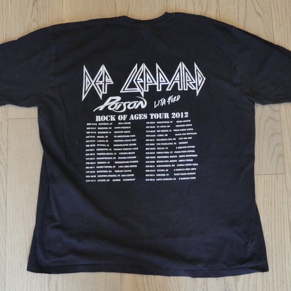 Def Leppard 2012 Rock Of Ages Tour Black XLarge T-Shirt - Picture 3 of 4